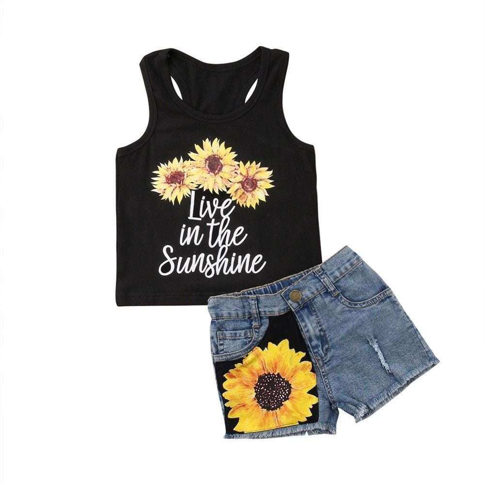 Kids Summer Toddler Baby Girl Outfits Clothes T-shirt Tops+Shorts Pants 2PCS Set
