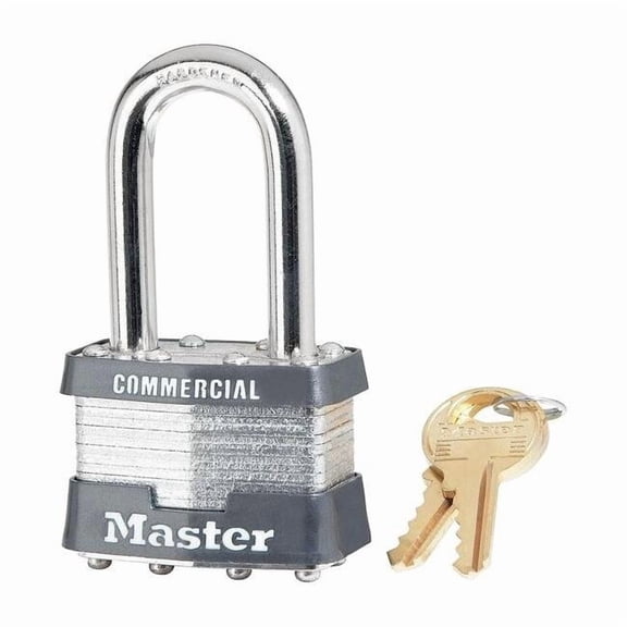 Padlock, Keyed Different, Long Shackle, Rectangular Steel Body, Steel Shackle, 3/4 in W