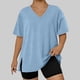 thumbnail image 2 of Mujeres Más Tamaño Manga Larga Tops Color Sólido Doblado Hendidura V Cuello Suéter, Mujeres Más Tamaño Manga Larga Tops Casual de Moda Toda la Temporada Diario, 2 of 6