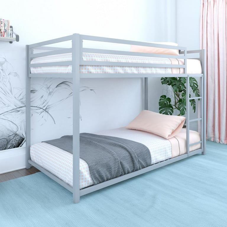 DHP Miles Low Bunk Bed for Kids Twin Over Twin Silver Walmart