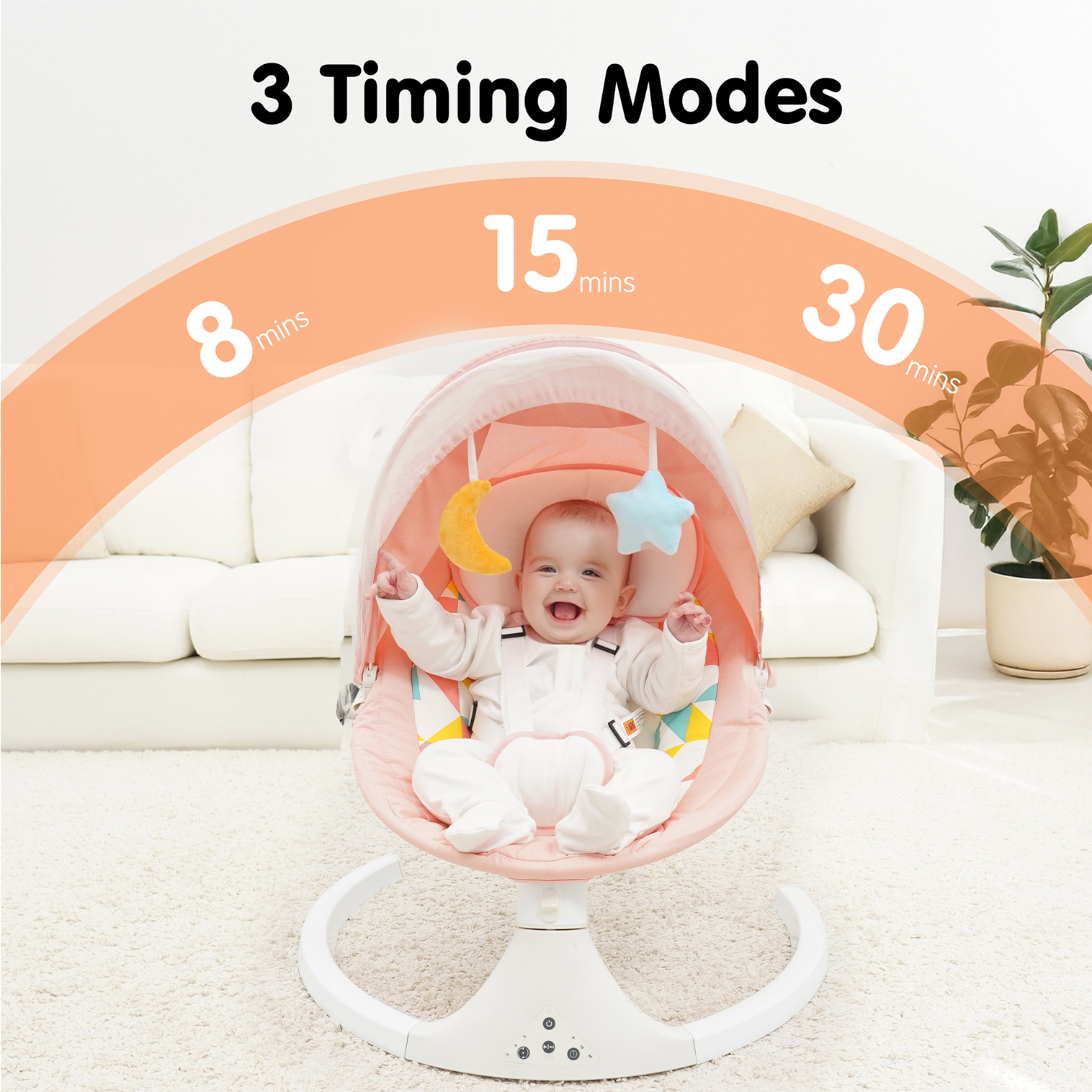 Aprpink 5-in-1 Baby Swing Bouncer with Toys, Pink photo 6