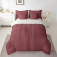 thumbnail image 3 of Castle Fairy Abstract Minimalist Vertical Line Full Size Bedding Sets 7 Pieces,Geometric Strip Pattern Full Size Bed in a Bag,Deep Red Slate Blue,Reversible, 3 of 7