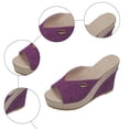 thumbnail image 5 of Rokment Cotton Linen Espadrilles Platform Wedge Sandals for Women 2026 Summer Beach Trendy Casual Peep Toe Extra Chunky Heeled Slip on Slides Backless Dressy Slippers Purple Size 6.5, 5 of 7
