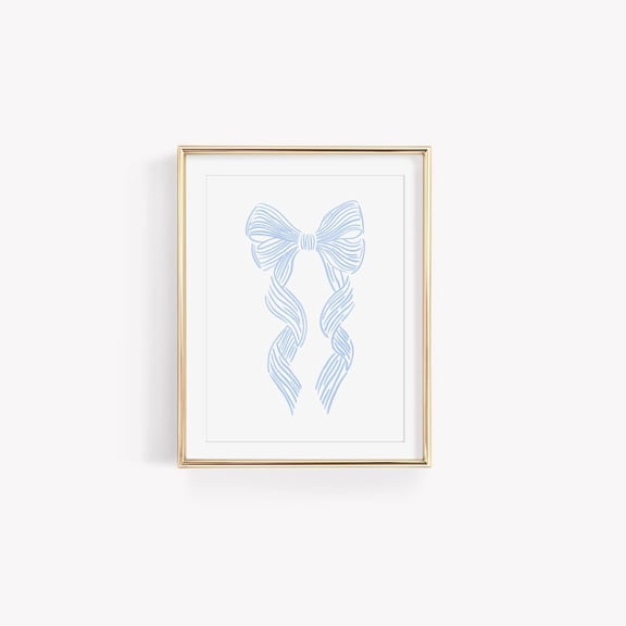 Light Blue Bow Wall Art Print Grandmillennial Home Decor