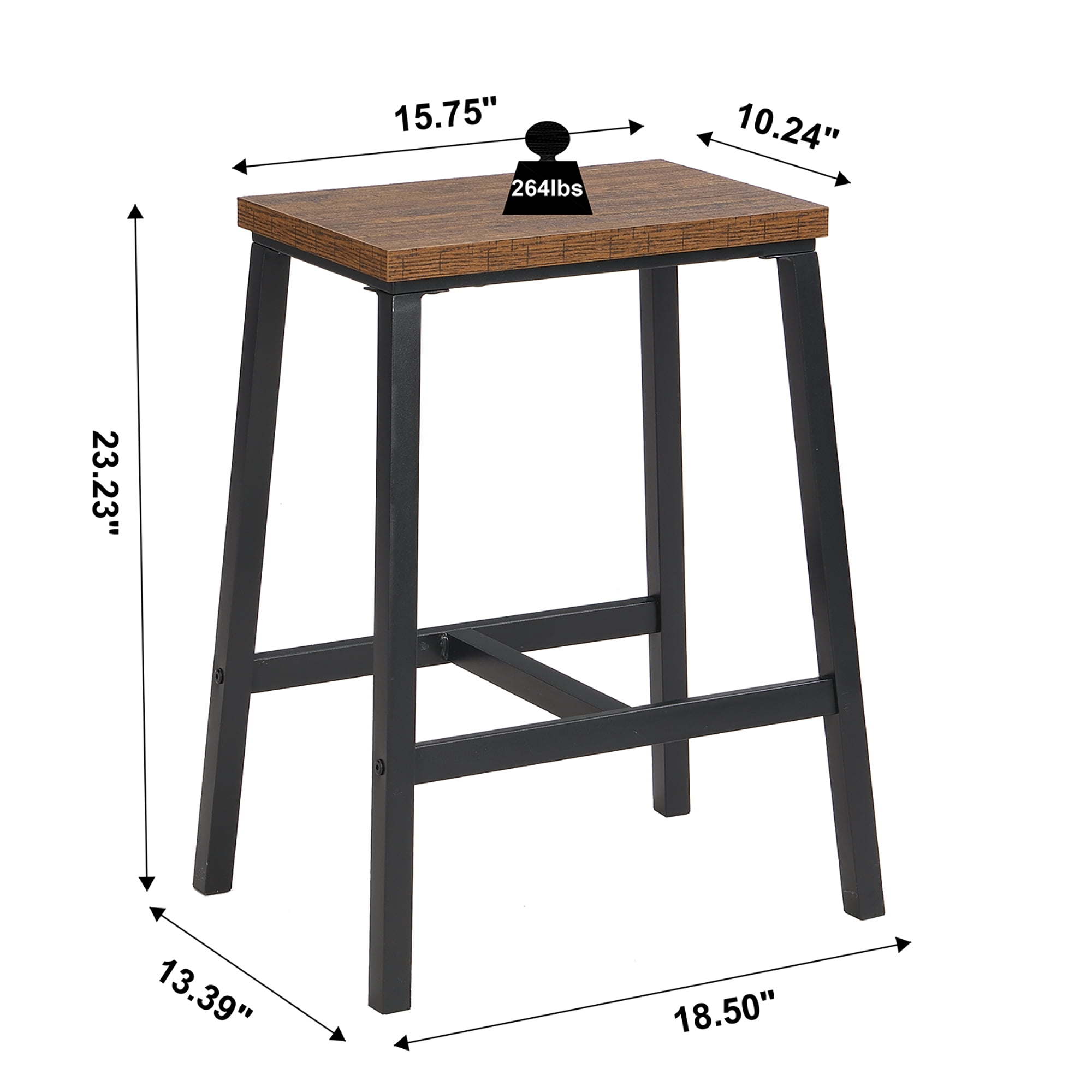 Kadyn Bar Table and Chairs Set for 4, 5 Piece Bar Kitchen Counter Height Table with Glass and Wine Holder, Brown