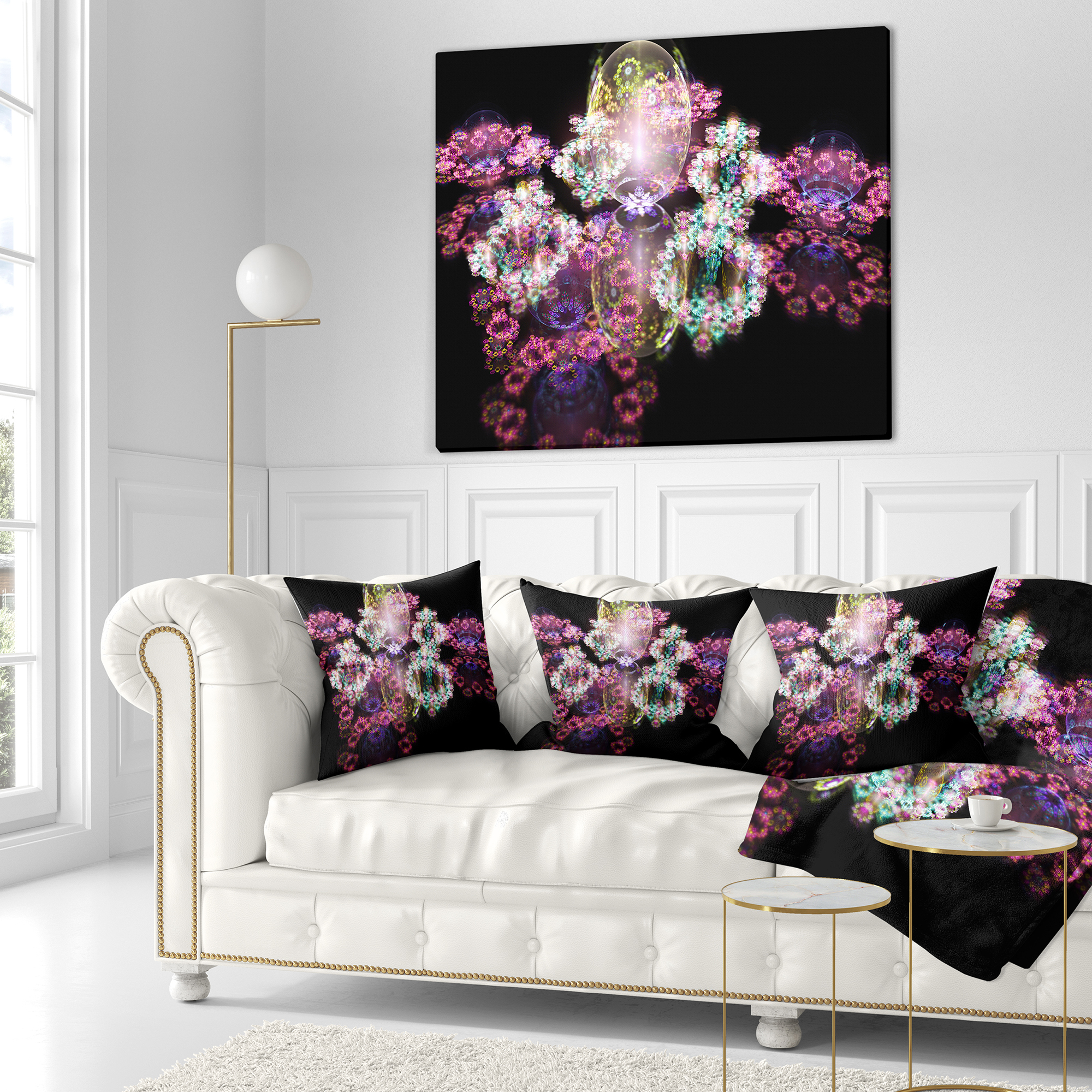 Designart Pink Water Drops on Mirror - Abstract Throw Pillow - 18x18