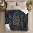 thumbnail image 4 of Lunar Phase Mandala With Ornate Interlaced Border, Soft Flannel Blanket with Ornate Celestial Geometry Print, Housewarming Gift and Home Decor for Bedroom and Living Room, 4 of 7