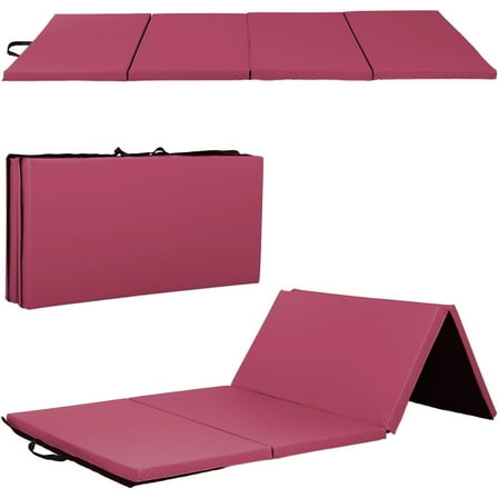 PayLessHere Burgundy Gymnastics Mat - Foldable PU Leather for Tumbling, Yoga Indoor/Outdoor