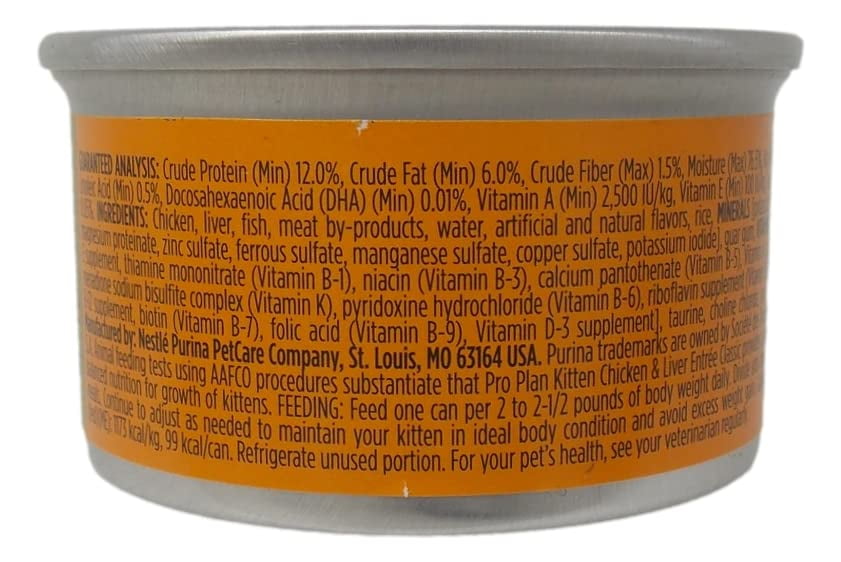 Purina Pro Plan Wet Kitten Cat Food Entree 3 Flavor 6 Can: (2) Salmon Ocean Whitefish, (2) Chicken & Liver, and (2) Ocean Whitefish Tuna (3 Ounces) MerlinsMart Zine + Catnip Toy