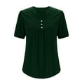 thumbnail image 5 of Xixinqiwan Today Women Summer TopsWomen's V Neck Summer Tops Short Cap Sleeve Casual Henley Shirt Cute Loose Fit Button T Shirts, 5 of 7