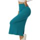 thumbnail image 4 of Faldas midi clásicas elásticas de cintura alta con abertura para mujeres Inspire Chic L azul pavo real, 4 of 6