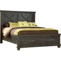 Yanez Industrial Cal King Storage Bed in Charcoal - Solid Wood
