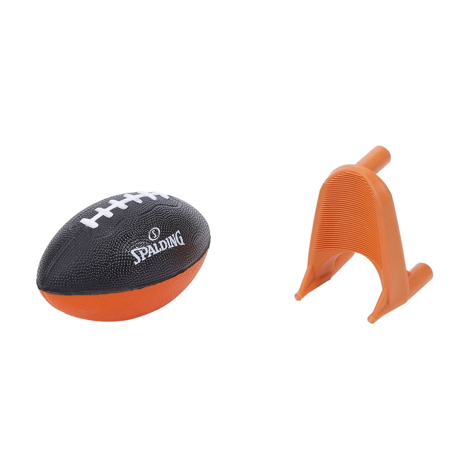 Spalding Football Pylon Toss Game, Easy-Grip Foam Football with Wooden Base & 10 Pins, Fun Backyard Target Challenge Set for All Ages, Great for Lawn, Beach, or Tailgate Play