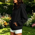 thumbnail image 5 of Sahpxhe Women's Oversized Hoodies Full Zip up Long Sleeve Drawstring Sweatshirts Casual Outer Jacket for Sport Jogging Black XXXL, 5 of 9