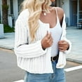 thumbnail image 6 of Women'S Long Sleeve Cropped Knit Cardigan 2025 Casual Button Down Crochet Sweater Tops with Pockets Cream White XL, 6 of 7