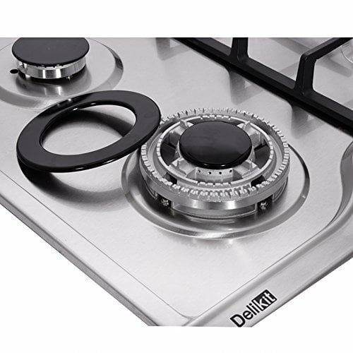 Deli-kit DK257B-C01 30 LPG/NG Gas Cooktop gas hob stovetop 5 burners Dual Fuel 5 Sealed Burners Built-In gas hob Stainless Steel 110V AC pulse ignition gas Cooker gas stove with cast iron support 