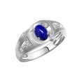 thumbnail image 3 of RYLOS Men's Rings 14K White Gold Rings Classic Designer Style 8X6MM Oval Gemstone & Diamond Ring Lapis Setpember Birthstone Rings For Men Size 12, 3 of 7