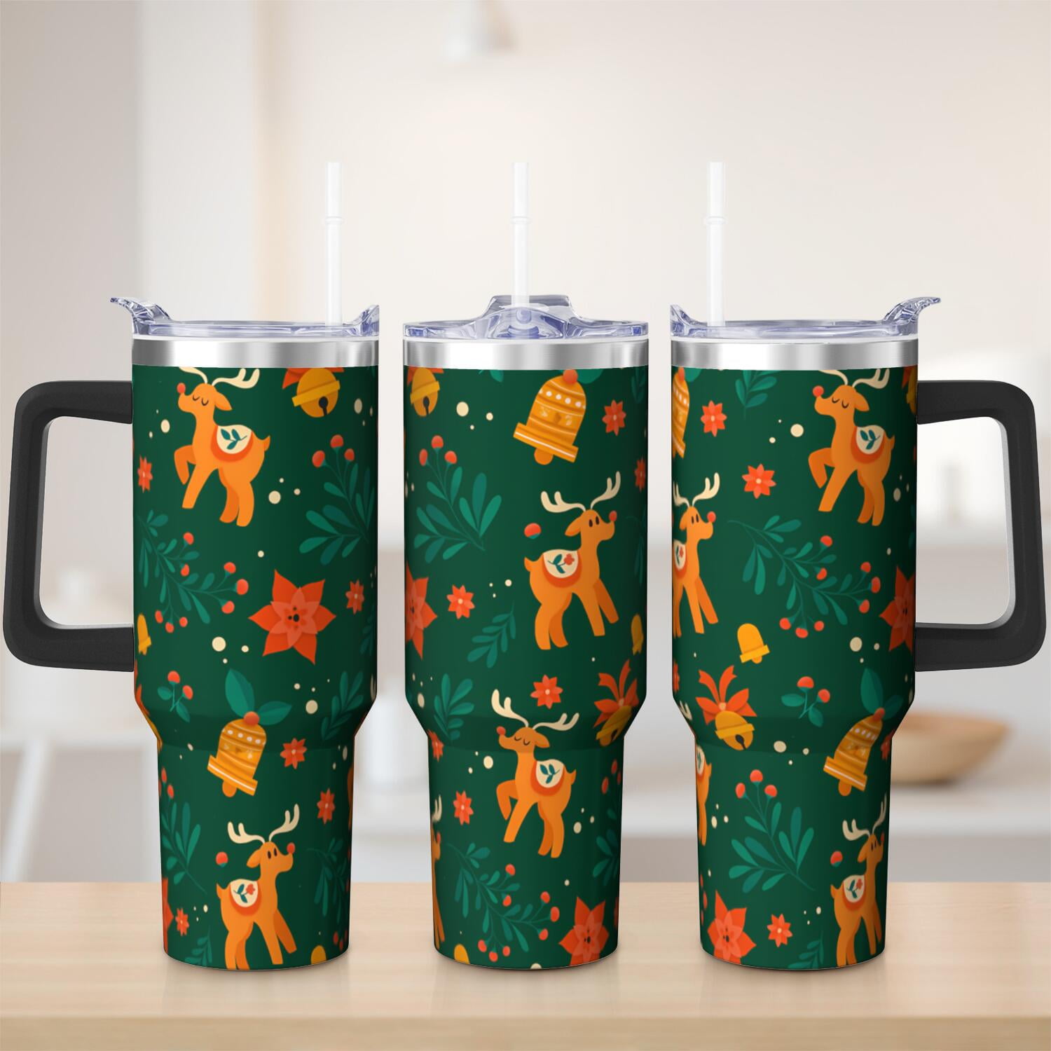1pc 40 oz Christmas Tumbler with Lid and Straw Stainless steel Insulated tumblers Cute water bottle Travel/Gym coffee tumbler Gifts for Women/men