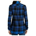 thumbnail image 2 of Yellow Rooster Flannel Shirts For Women Plaid Jackets Long Sleeve Button Down Royal/ Black M, 2 of 6