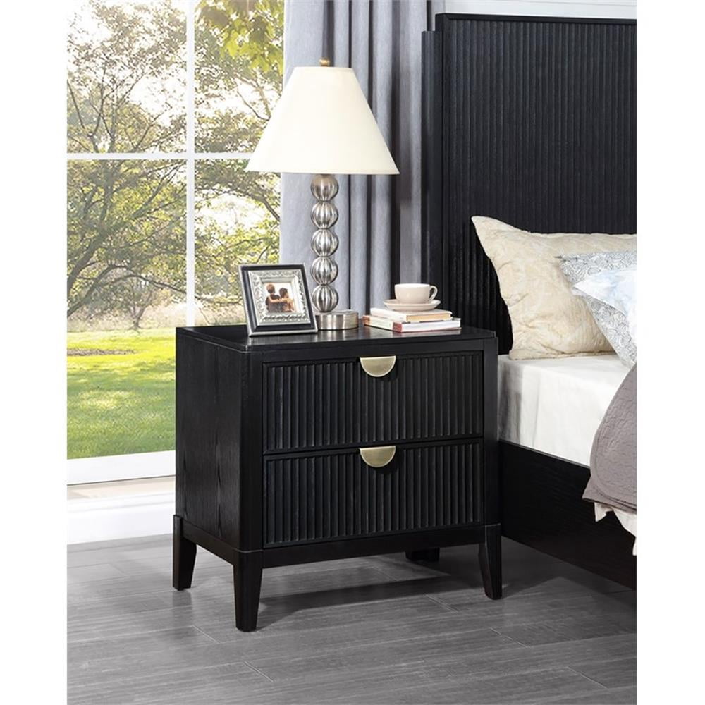 Pemberly Row Transitional 2-drawer Wood Nightstand Bedside Table Black