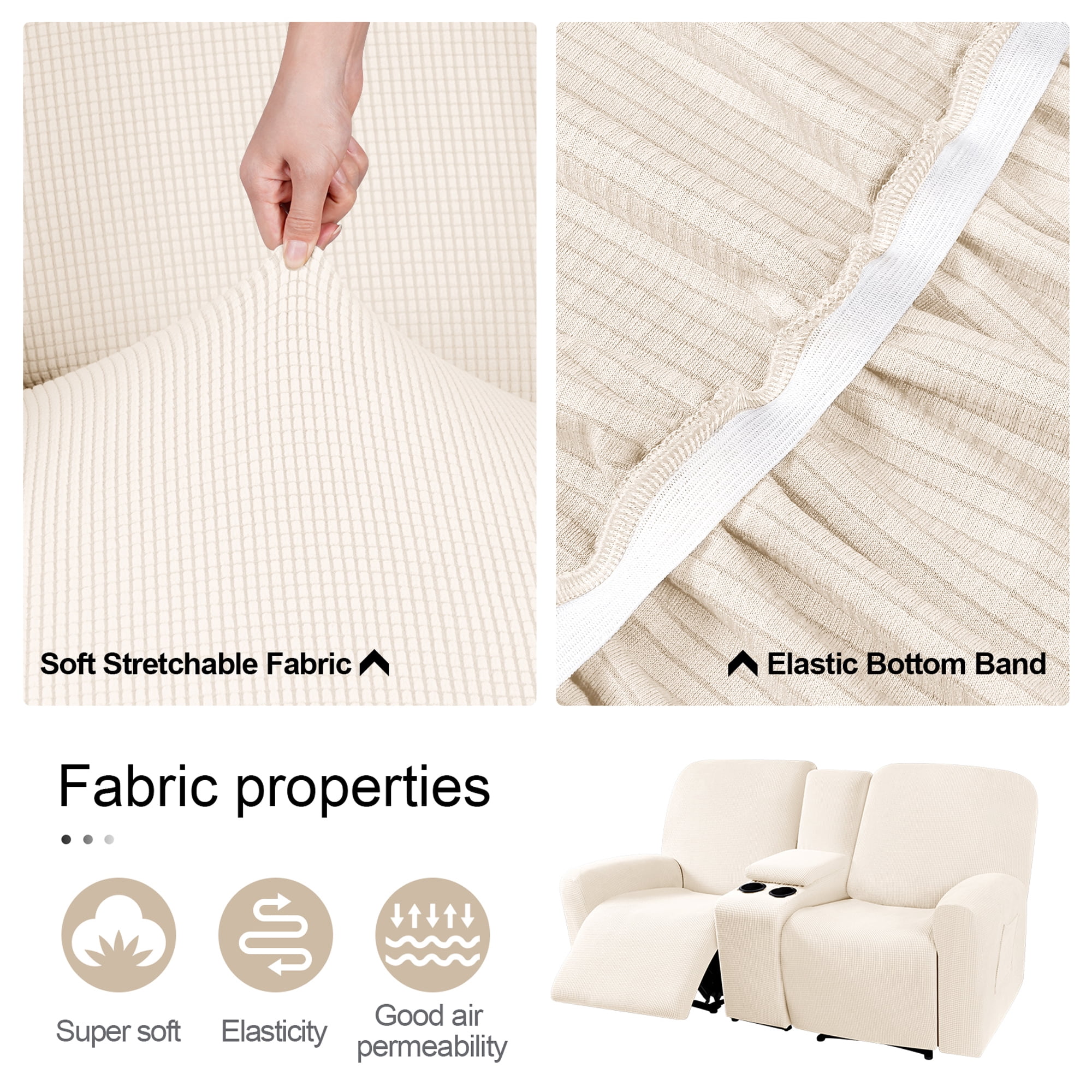 TAOCOCO Stretch Loveseat 4-Piece Polyester Blend Sofa Slipcover, Beige