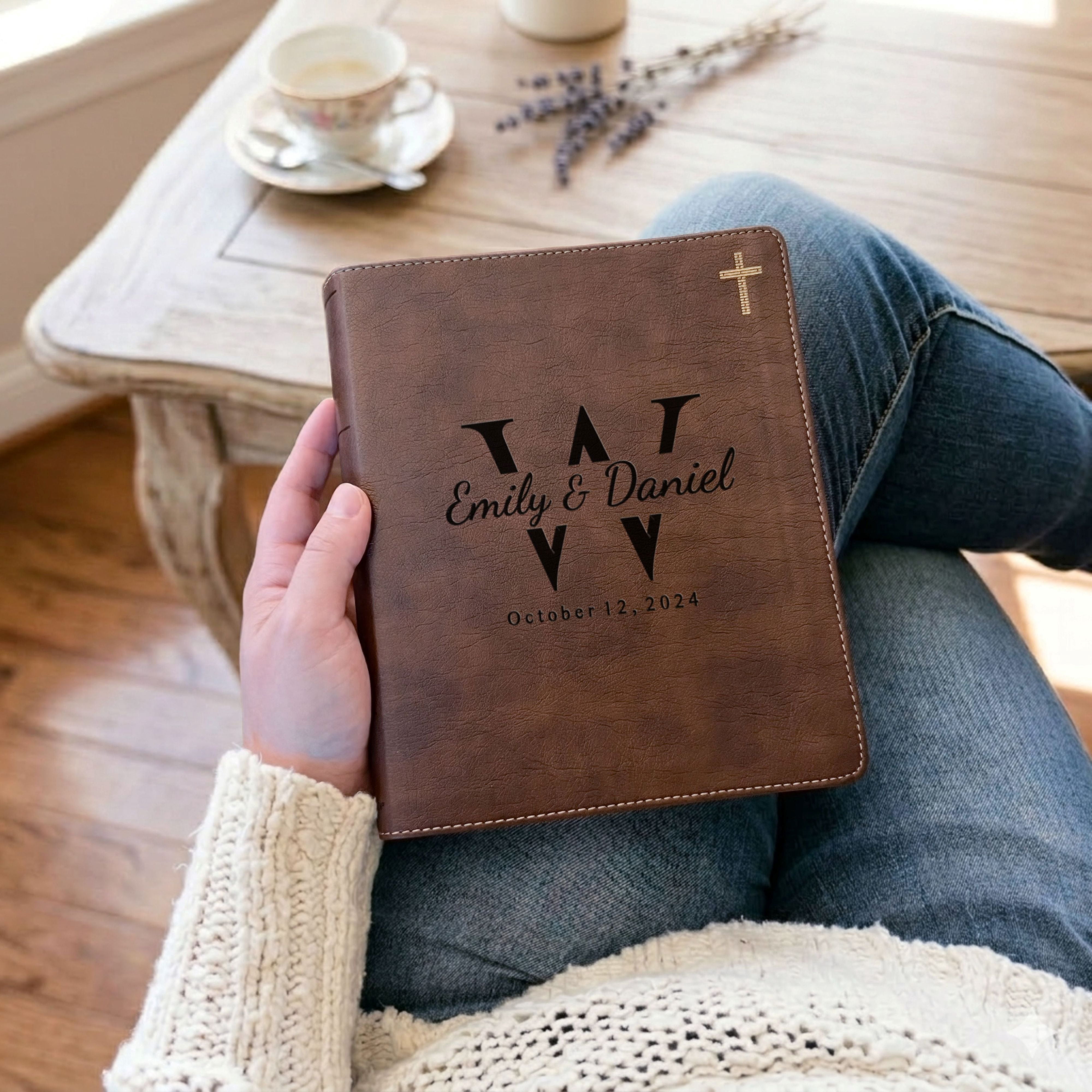 Personalized NIV Journaling Family Bible, Wide Margin Red Letter Edition, Complete Study Set with Tabs & Highlighters