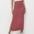 thumbnail image 4 of Gbsyewxs Skirts For Women Midi Skirt High Waist Split Solid Color Fashion Women'S Skirts Red, 4 of 5
