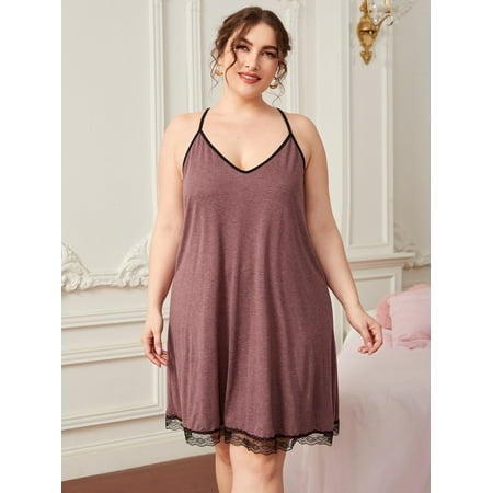 

Redwood Sexy Women s Plus Open Back Contrast Binding Slip Nightdress 4XL(20) Y22001D
