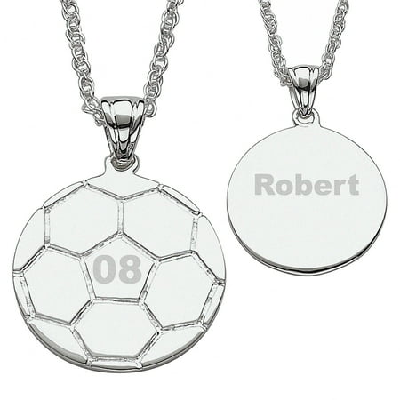 Personalized Silver-Tone Soccer Necklace