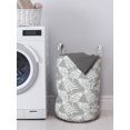 thumbnail image 3 of Leaves Laundry Bag, Foliage Silhouette with Greyscale Background Exotic Jungle Flora Composition, Basket with Handles Drawstring Closure for Laundromats, 13" x 19", Pale Grey White, by Ambesonne, 3 of 4