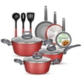 thumbnail image 1 of NUTRICHEF Bateria de Cocina Antiadherente de 12 Piezas Juego de Sartenes y Ollas Rojo. Duradero, Dis, 1 of 7