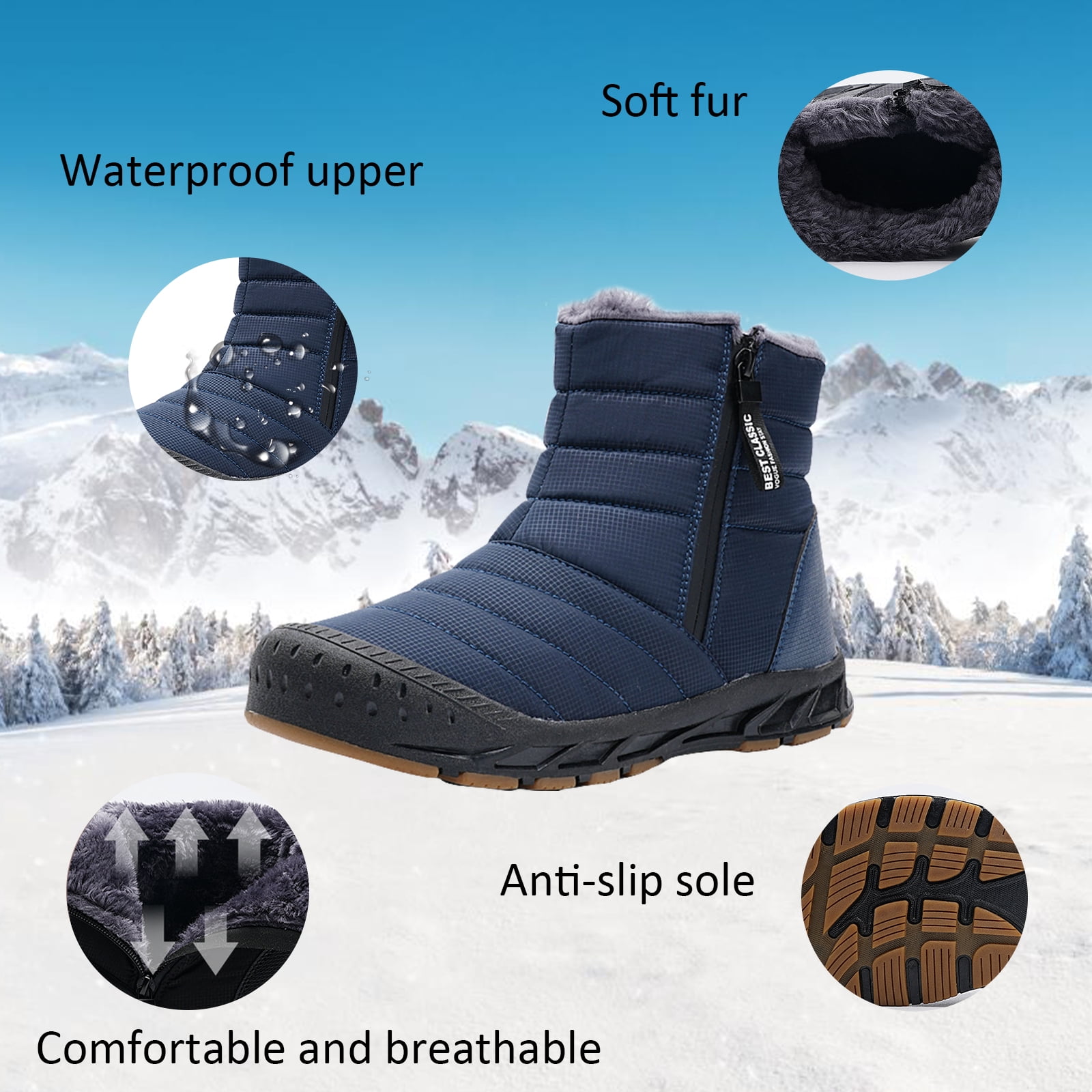Cyiecw Snow Boots for Men Women Waterproof Lightweight Trekking Boots Anti-slip Winter Boot Outdoor Comfortable Warm Fur Lined Hiking Shoes