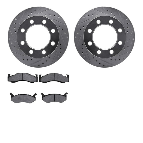 Dynamic Friction Company Front Brake Rotors-Drilled and Slotted-Silver with 5000 Advanced Brake Pads 7502-40002