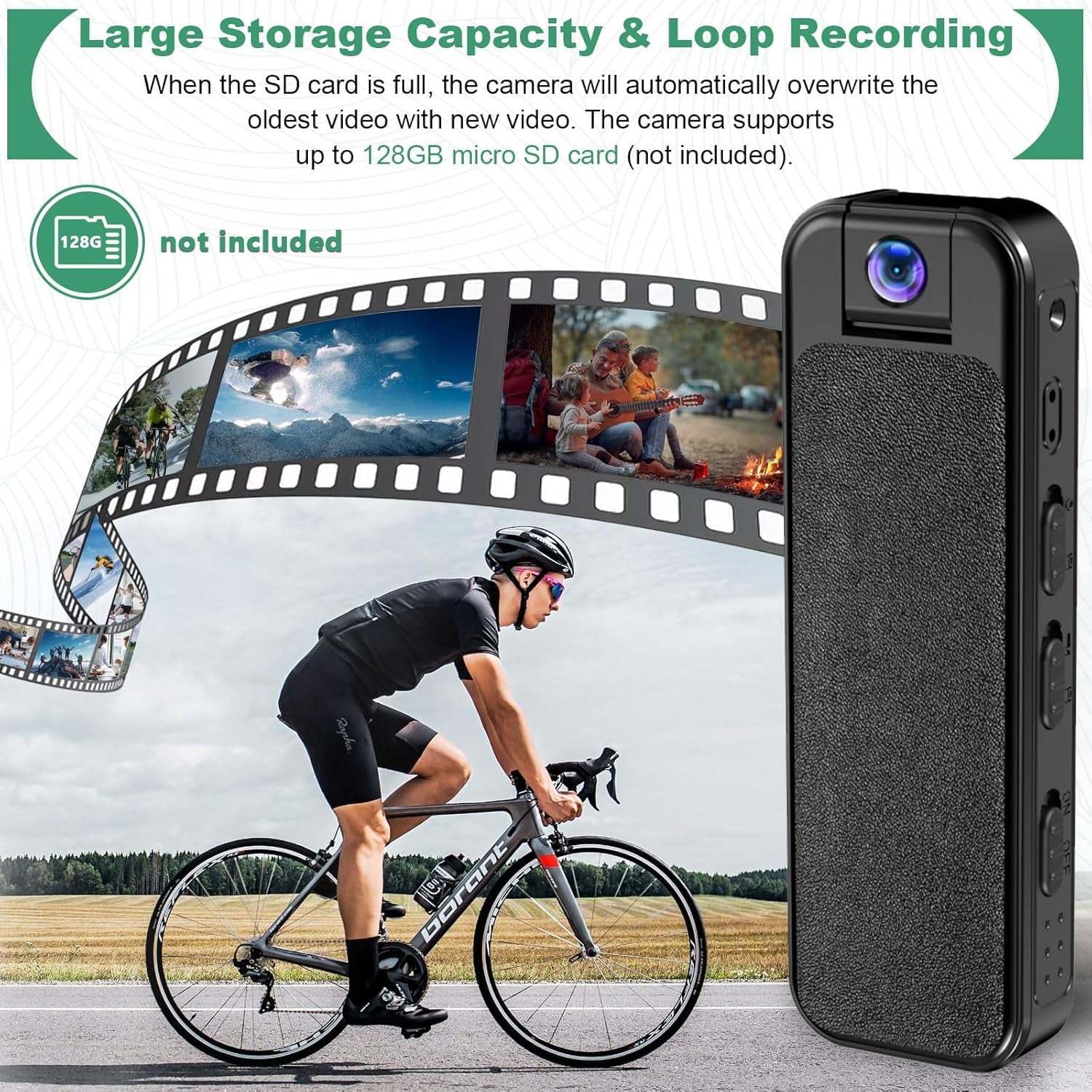 UDH Mini Body Cam, Body Camera with Audio and Video Recording, Action Camera, Clip-On Video Recorder, Small Video Camera Built-in Battery, Invisible Camera Recorder, with Night Vision Function