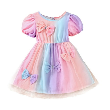 

Kids Toddler Baby Girls Princess Pageant Dress Short Bubble Sleeve Gradual Change Dress Tulle Party Princess Dress Outfits Long Sleeve Christening Dresses for Baby Girl Toddler Girl Dress Shoes Size 4