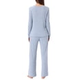 thumbnail image 3 of INSPIRE CHIC Women's Pajamas Set Crewneck Long Sleeve Sleepwear Soft Pjs Loungewear with Pocket XS Blue, 3 of 6