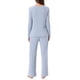 thumbnail image 3 of Conjunto de pijamas para mujer INSPIRE CHIC, con cuello redondo, de manga larga, ropa de dormir suave, PJs de descanso con bolsillo, XS, azul, 3 of 6
