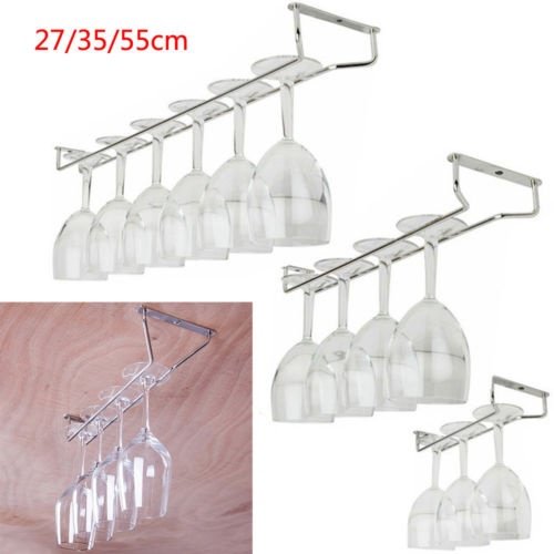 27/35/55cm Wine Glass Hanger Stainless Steel Rack Stemware Home Bar Pub Holder