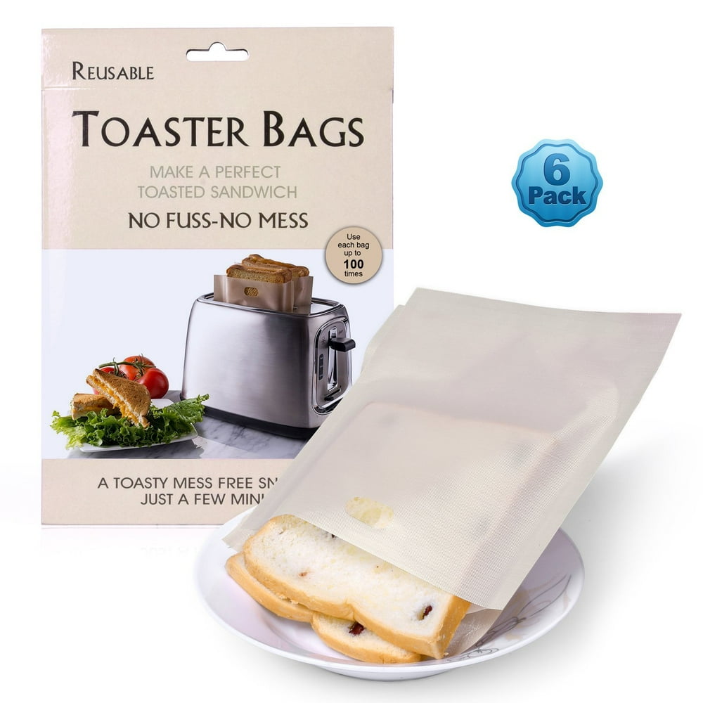 Non Stick Toaster Bags (Set of 6) , Sandwiches Microwave Toaster Bag
