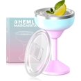 thumbnail image 1 of 14 oz Insulated Margarita Glass, Cocktail Tumbler with Lid, Stainless Steel Vacuum Insulated, Keeps Drinks Cold for 12 Hours (Green Pink), 1 of 5