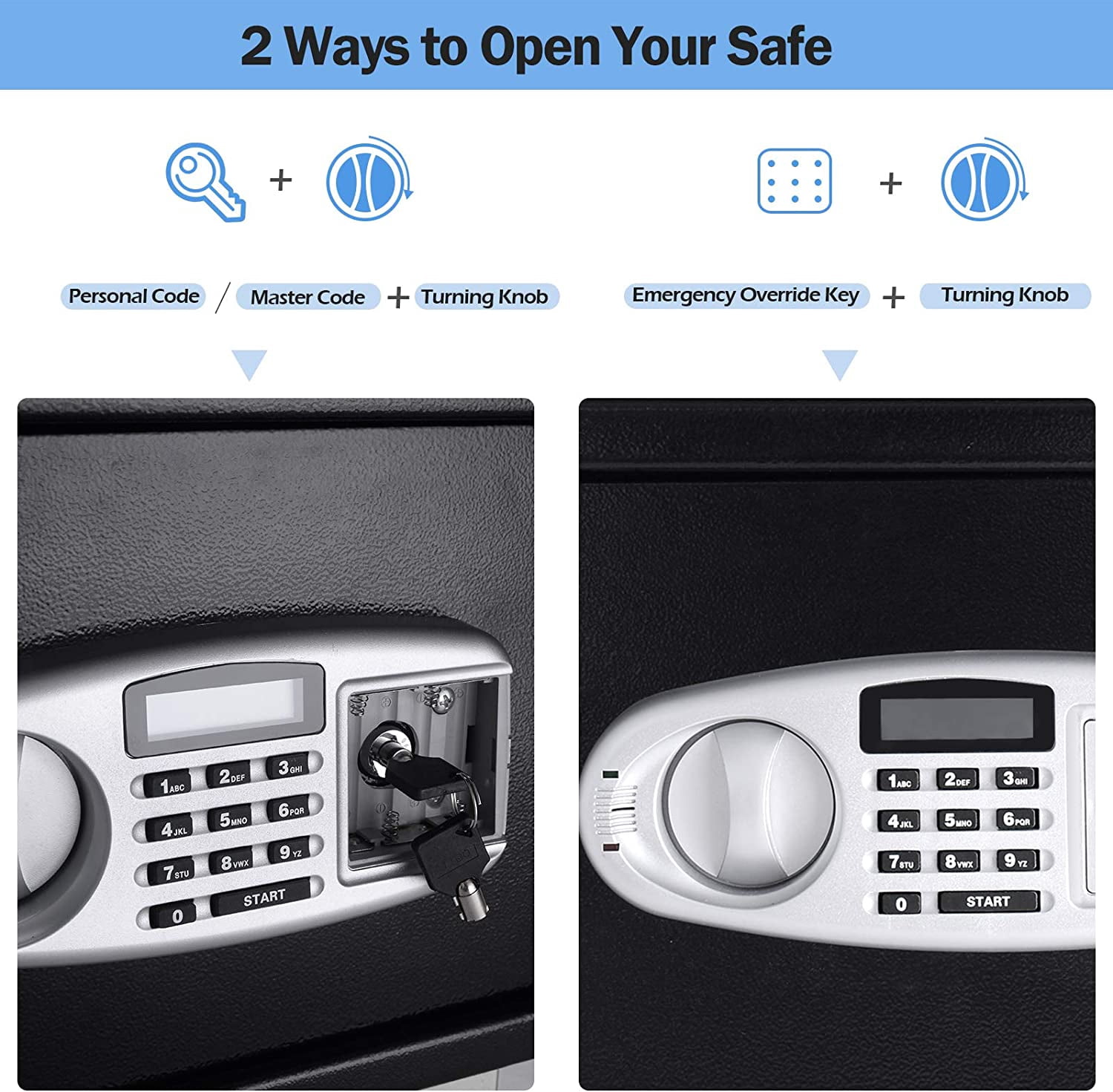Digital Safe w/Emergency Keys and Deposit Slot, Electronic Cabinet Safe Box for Cash Money Jewelry Documents Gun, Drop Slot Safes with Digital Keypad & 2 Emergency Keys, Black