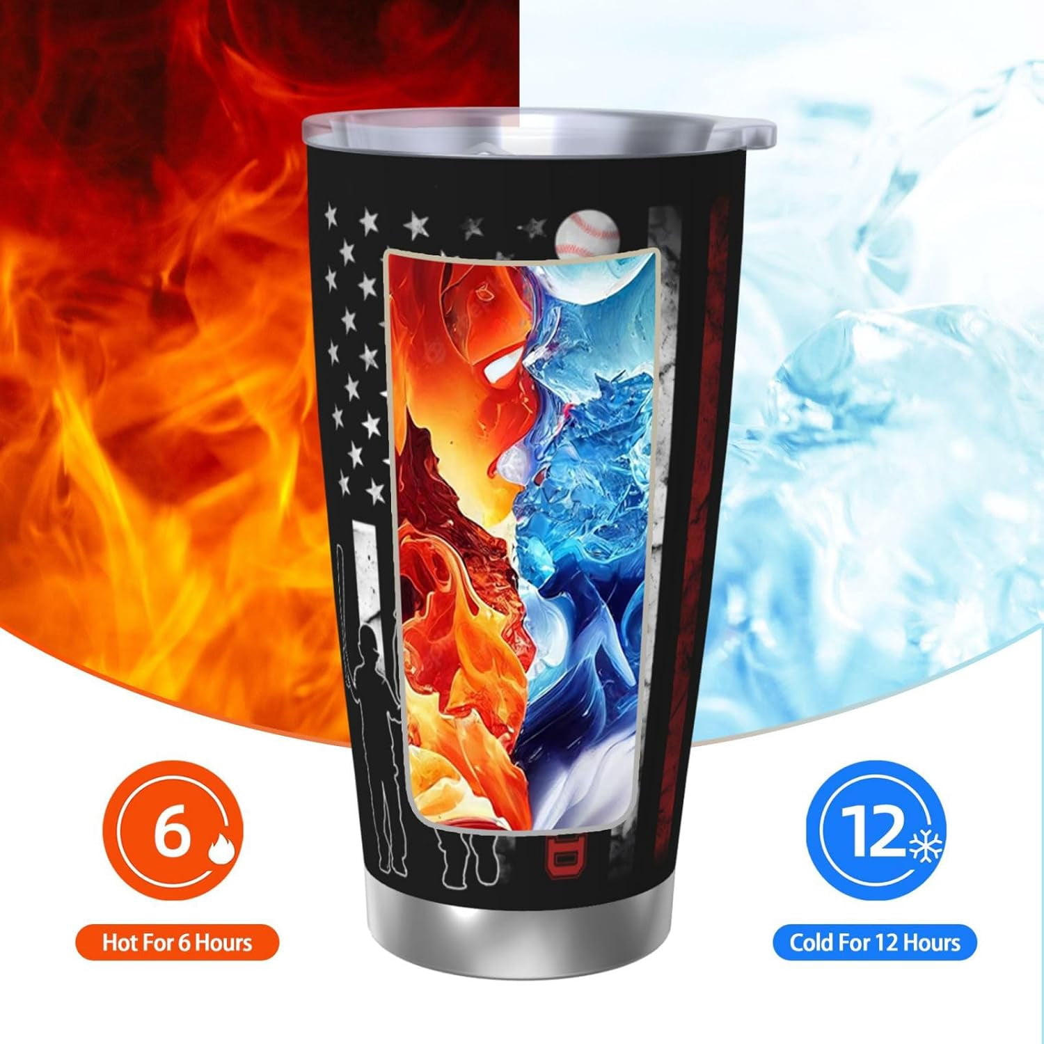 Baseball Dad Tumbler for Dad Gifts, 20oz Insulated Dad Coffee Tumbler with Lid, Birthday Christmas Gift for Dad from Daughter Son
