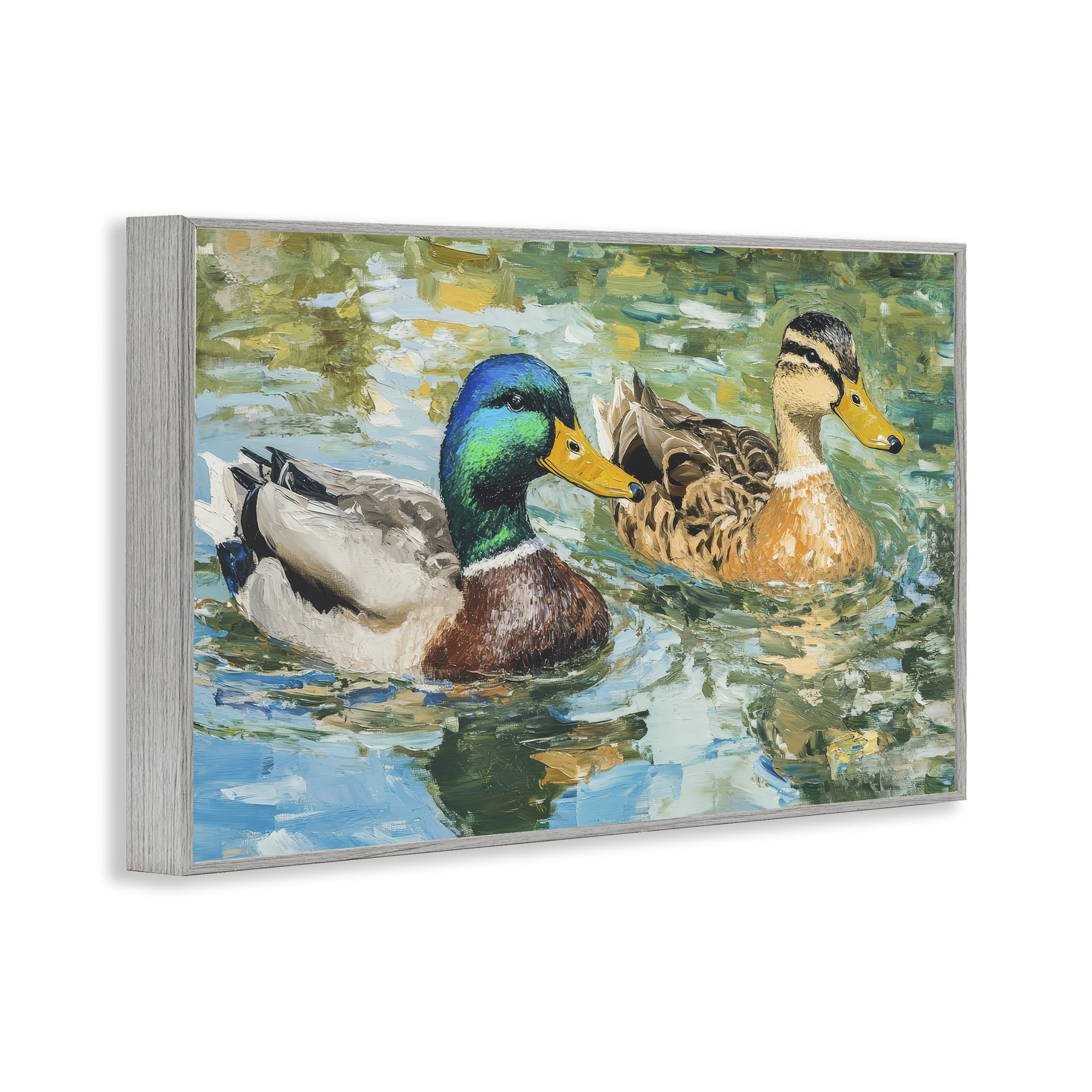 Stupell Industries Ducks Out For A Swim Gray Framed Giclee Art, design by Petal Prints Design