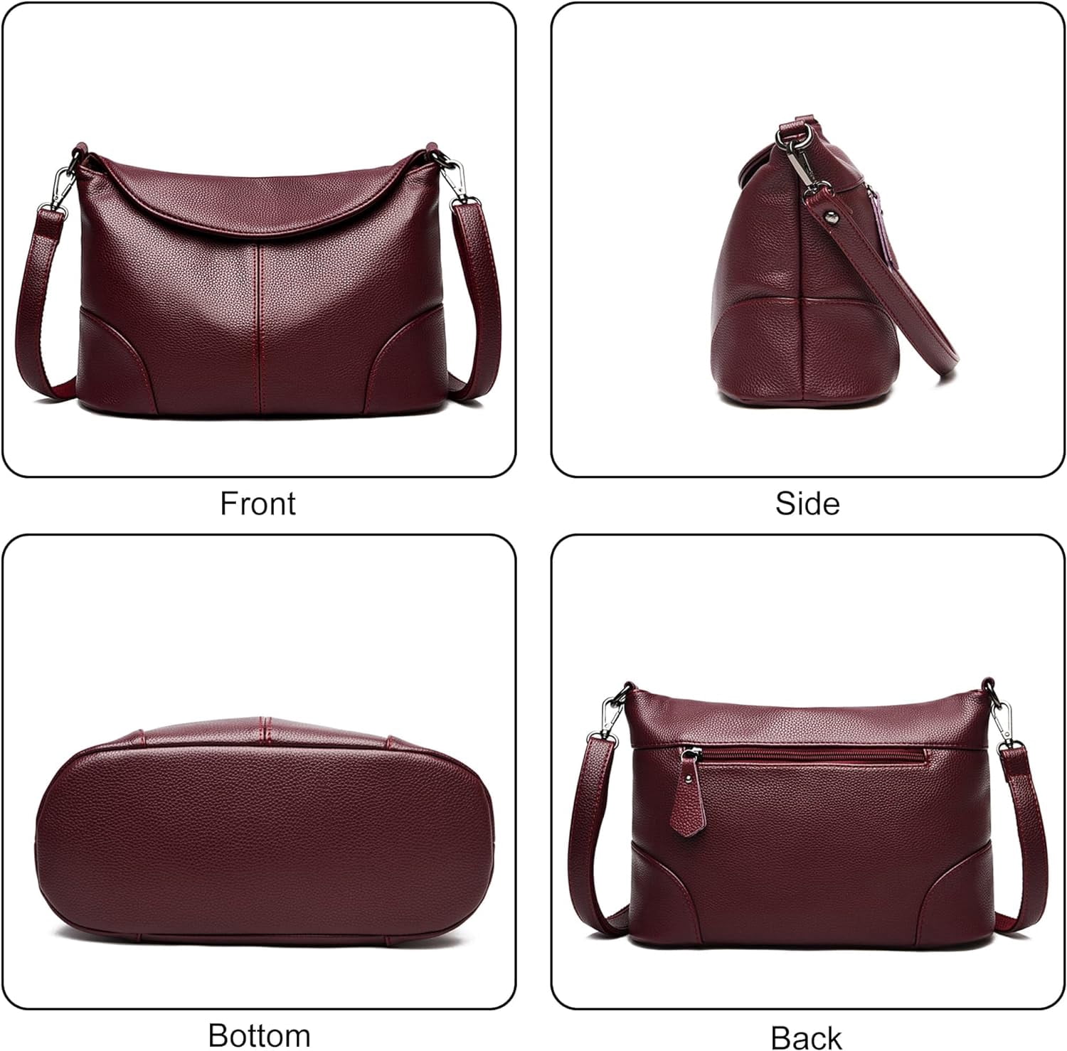 Shoulder Bags for Women Casual Medium Leather Flap Zip Crossbody Bag Purses and Handbags Satchel Messenger Tote Bag