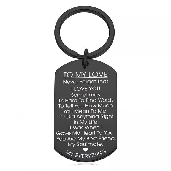 DESIGNICE to My Love Keychain Gift for Husband/Wife, Anniversary, Valentines Day, Birthday Boyfriend Girlfriend Gift for Him Her Women Men (Black)
