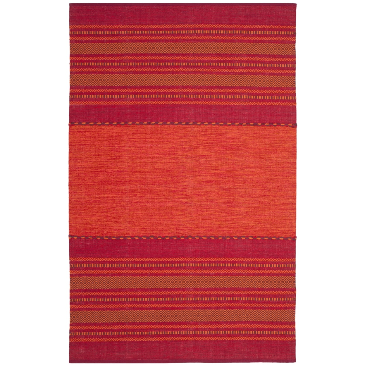 SAFAVIEH Montauk Ben Striped Soft Braided Cotton Runner Rug, Orange/Red, 2'6" x 6'