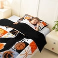thumbnail image 4 of Castle Fairy Basketball Print Checkered Twin Comforter Sets 2pcs, Vintage Watercolor Splash Bedding Set, Orange Black White,Black Reversible,1 Comforter and 1 Pillowcase, 4 of 6