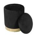 thumbnail image 4 of TOV Furniture Zoe Pouf de Rangement en Velours de Style Transitionnel, 14,2 Po H, Noir, 4 of 7