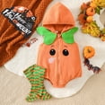 thumbnail image 2 of UJNDER Boys Halloween Set with Zip Hooded Romper and Long Socks Cute Cartoon Design for Toddler Warm Outfit Toddler Boy Outfits,Orange_001,18-24 Months, 2 of 9
