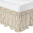 thumbnail image 2 of Beige Farmhouse Bed Skirt King Size 16 Inch Drop, Linen Texture Geometric Lines Floral Boho Adjustable Elastic Dust Ruffles Bedskirt for King Bed Wrap Around Pleated Mattress Frame Cover, 2 of 9